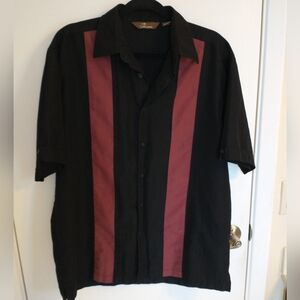 Black and Maroon Cafe Luna Button-Up Shirt